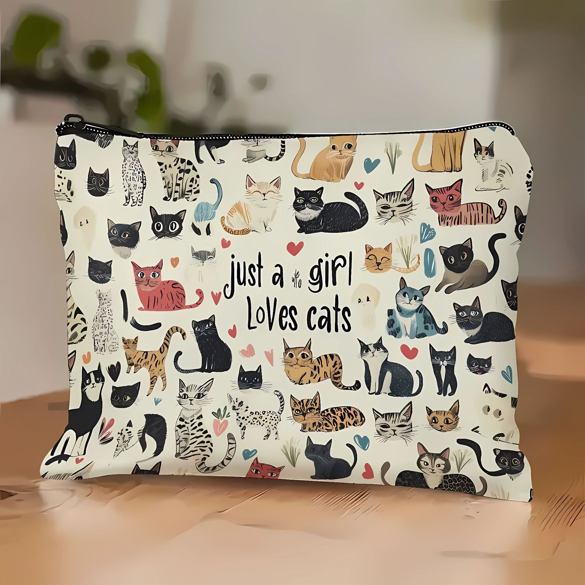 Amazon Hot Sale Pattern de gato completo, bolsas de maquillaje de animales, bolsas de mano, bolsas de lavado, bolsas de tela
