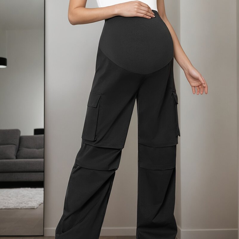 女性用ハイウエストマタニティカーゴパンツ、伸縮性クロスボーダー|undefined