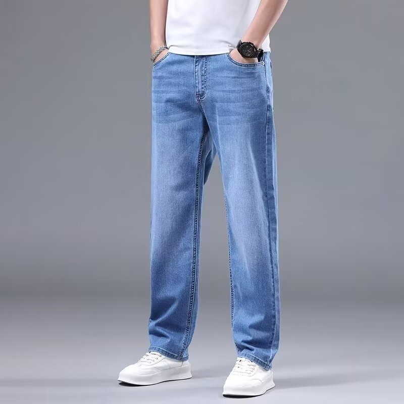 Camisas de primavera y otoño jeans para hombres pantalones elásticos rectos sueltos pantalones casuales de moda para hombres
