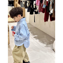 男の子シャツ、子供シャツ、長袖薄手ジャケット、2025春夏新作、トレンド、ハンサム、おしゃれ、女の子ハンサム