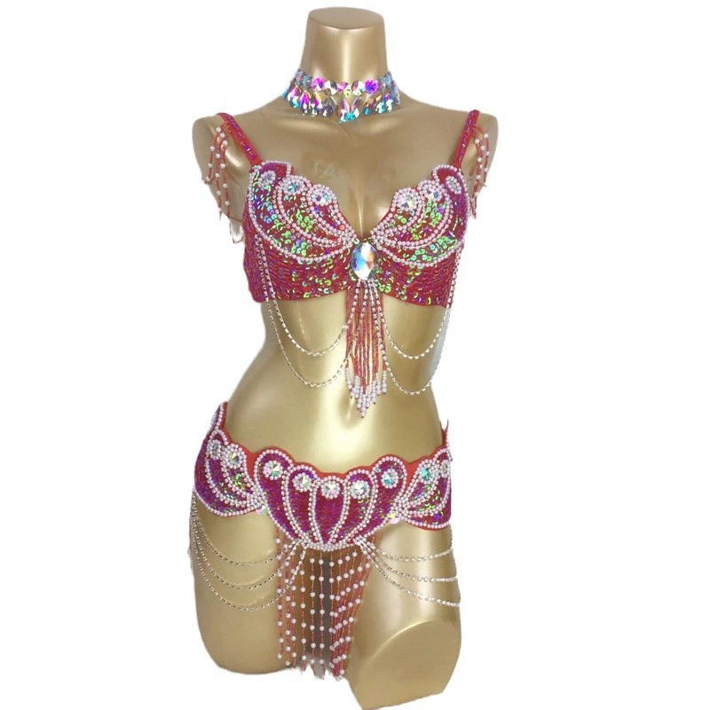 Nail sequins, bra, waist belt, set, suit, wholesale