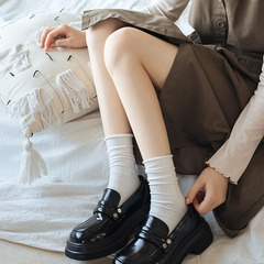黑色卷邊堆堆襪子女春秋季奶咖色日系jk簡約外穿網紅堆堆襪潮諸暨