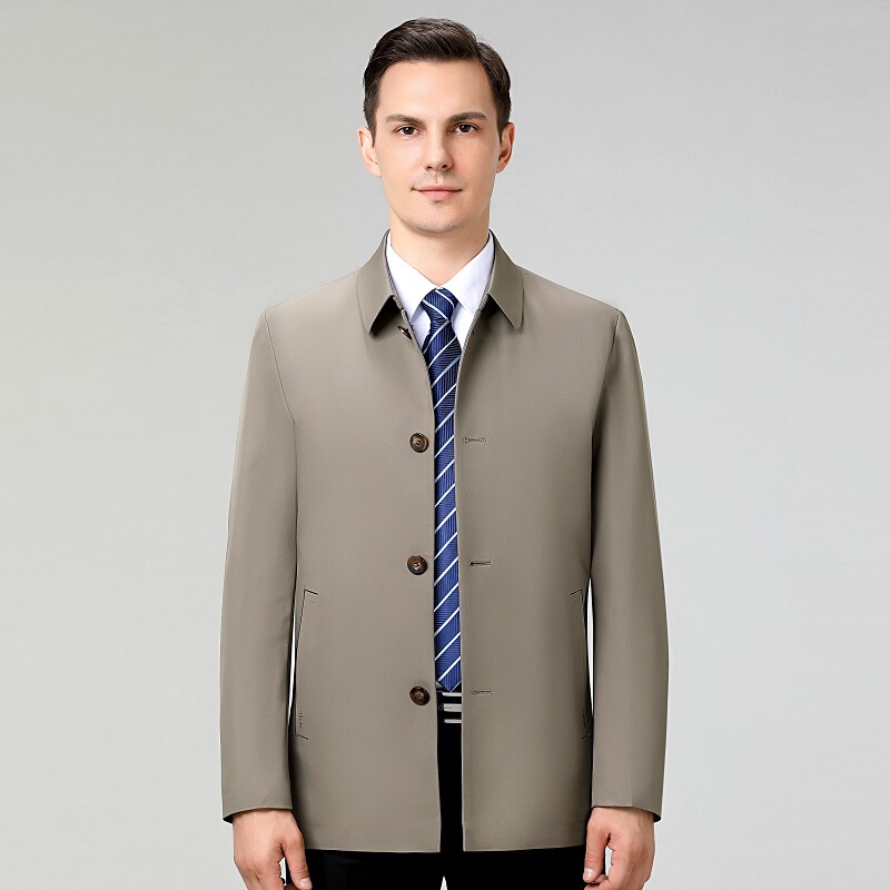 Brand Men's Mulberry Silk Jacket Business Casual Middle-Aged and Elderly Cadres Men's Coat Lapel No-Iron Dad Windbreaker Brand Men's Mulberry Silk Jacket Business Casual Middle-Aged and Elderly Cadres Men's Coat Lapel No-Iron Dad Windbreaker