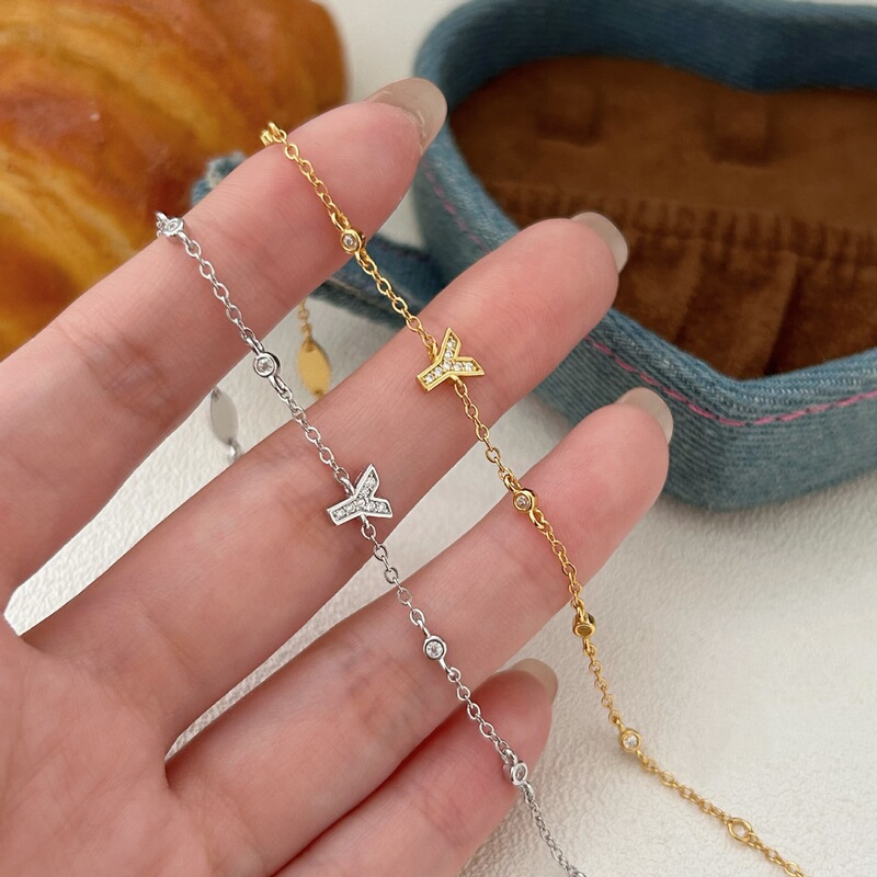 S925 Sterling Silver Simple Letter Bracelet for Women, Fashionable and Minimalist Style, Adjustable, Elegant Stacking Style Wrist Jewelry, Gift for Best Friend