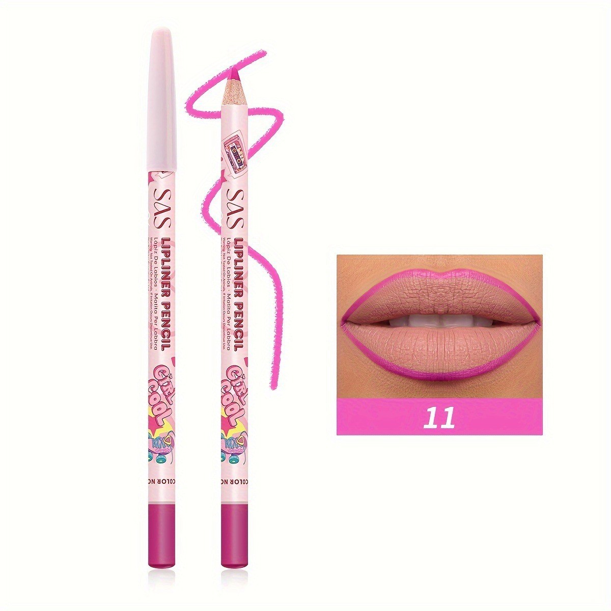 El delineador de labios de punto transfronterizo de USHAS europeo y americano es fácil de colorear, resistente al agua de larga duración, taza antiadherente, efecto de maquillaje mate SAP002 image 17