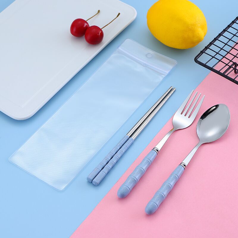 유러피언블루-[숟가락+젓가락+포크+가방] 4종세트