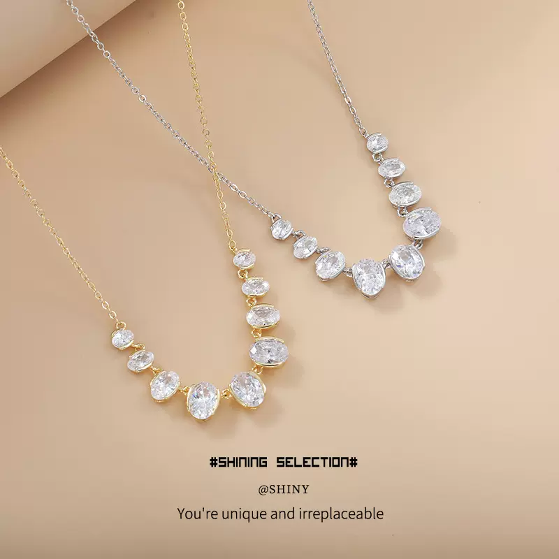 欧美热销2025新款高级设计感锆石吊坠项链女网红同款铜合金首饰品