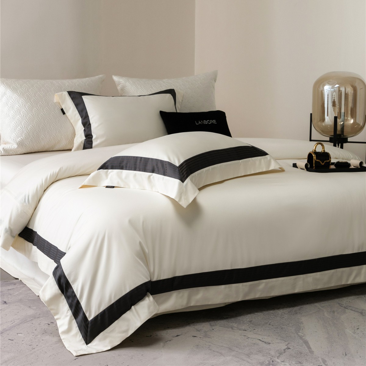 Italian High-Definition 80-Count Egyptian Cotton Pure Cotton Long-Staple Cotton Four-Piece Set Pure Color Bedding Bedding Home Textiles Manhattan