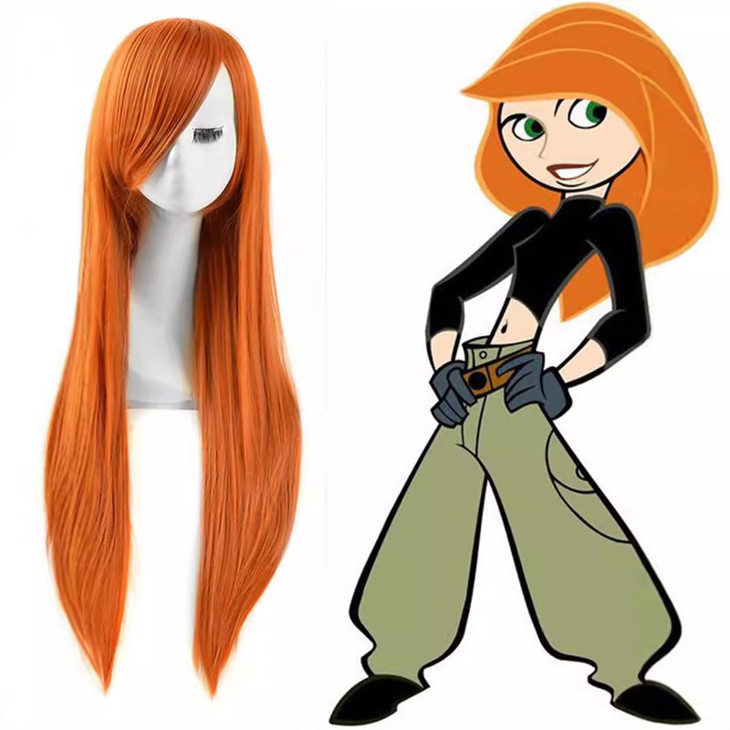 [Hui Hui] Kim Possible Spicy Girl Anime cosplay Long Wig Orange Universal Headgear