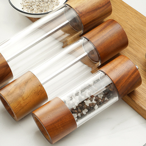 Rubber wood pepper black pepper grinder manual grinding pepper sea salt peppercorn stainless steel seasoning grinding bottle