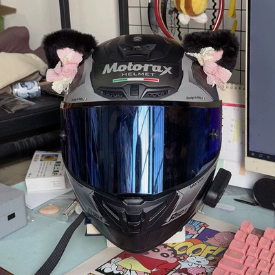Quick-Release Velcro Cute Cat – Dəbilqə (Kaska) aksesuarları - good-cat-no-helmet-black-lolita