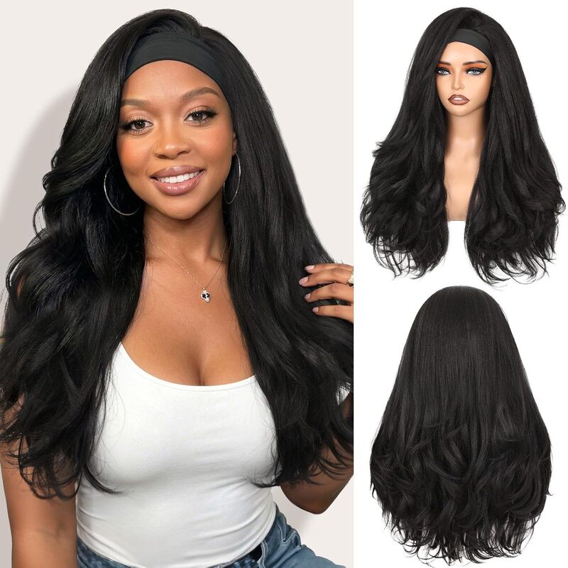 【In-Stock Cross-Border Yaki Curly Wave Wig with Ice Silk Headband, European and American Style Headscarf Headband Wig 【In-Stock Cross-Border Yaki Curly Wave Wig with Ice Silk Headband, European and American Style Headscarf Headband Wig