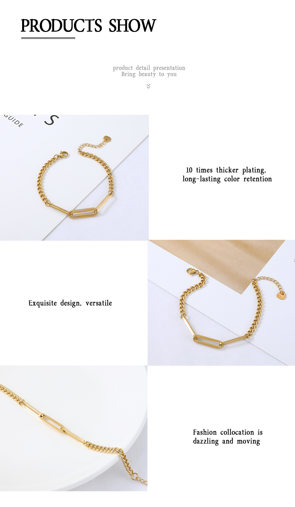 Nihaojewelry Simple Stainless Steel Chain Bracelet Wholesale Jewelry display picture 4