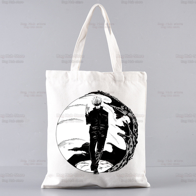Jujutsu Kaisen Gojo Goku impresa bolsa de lona Harajuku bolso de hombro bolso de moda estudiante bolsa de compras