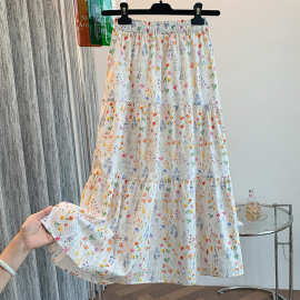 实拍 碎花半身裙女春夏新款小清新高腰显瘦a字裙设计感小众长裙子