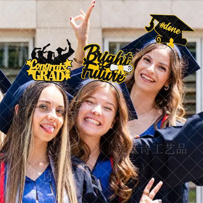 Europa y América nueva graduación ceremonia decoración diadema escuela graduación temporada fiesta decoración foto accesorios diadema accesorios para el cabello