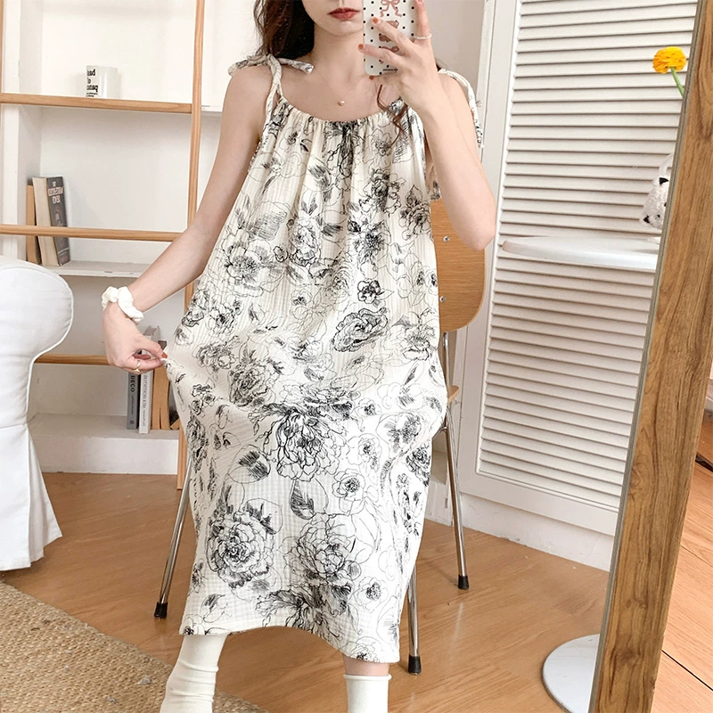 Summer cute pijama, long sexy gauze skirt, lifting effect, mid-length