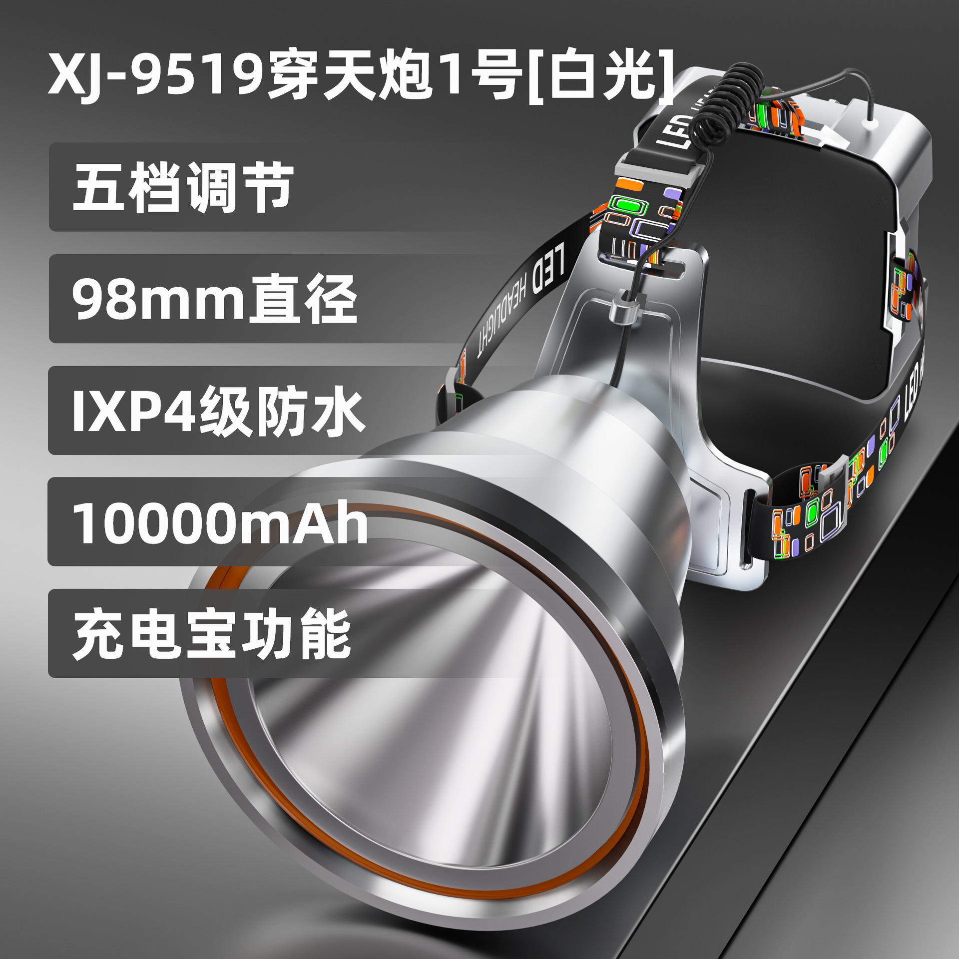 Cañón láser Luz de pesca nocturna Faros de alta potencia Luz fuerte Carga al aire libre Ultra brillante Linterna de largo alcance Lámpara de minero de batería de litio