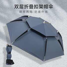 新款头戴式钓鱼伞帽防晒防紫外线户外遮阳头伞雨伞帽成人晴雨帽伞