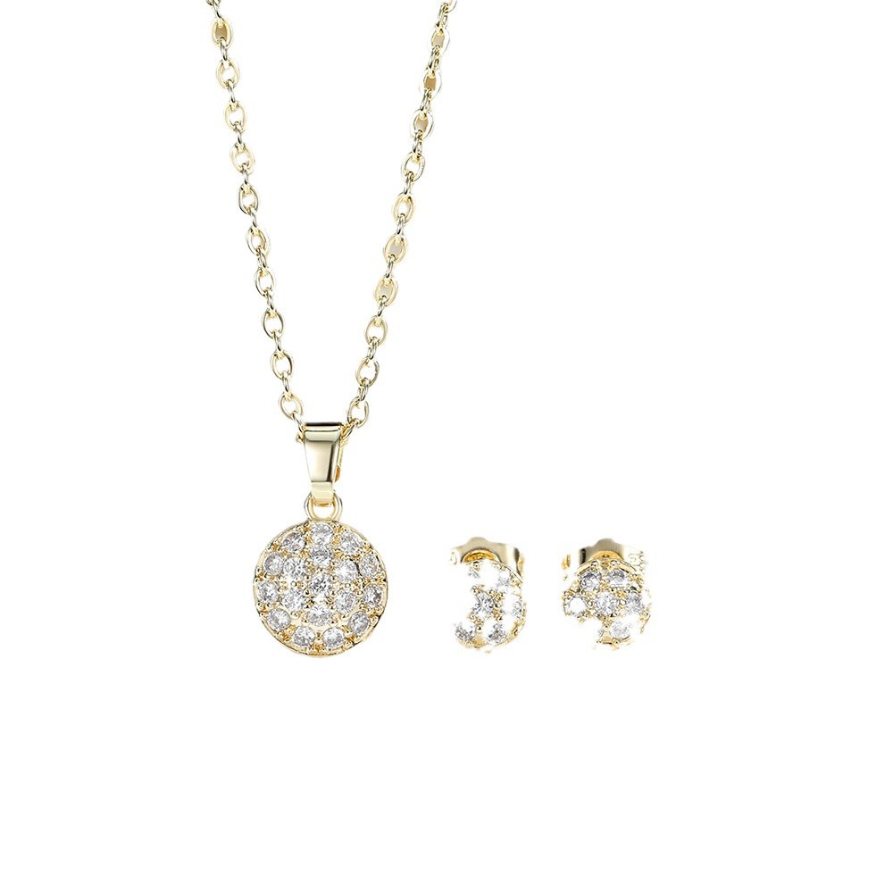 Amazon transfronterizo super brillante zircon joyas dos piezas de moda ligera de lujo collar de orejas set joyas al por mayor