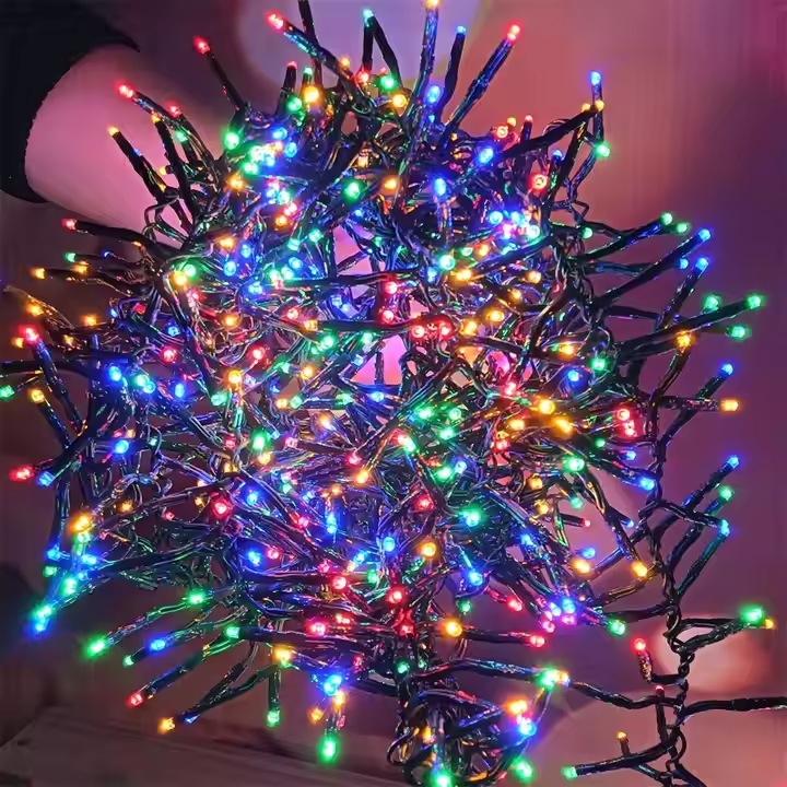 Amazon línea negra linterna de petardos luces al aire libre impermeable luces de cadena ambiente navideño luces de cadena luces de cadena llenas de estrellas