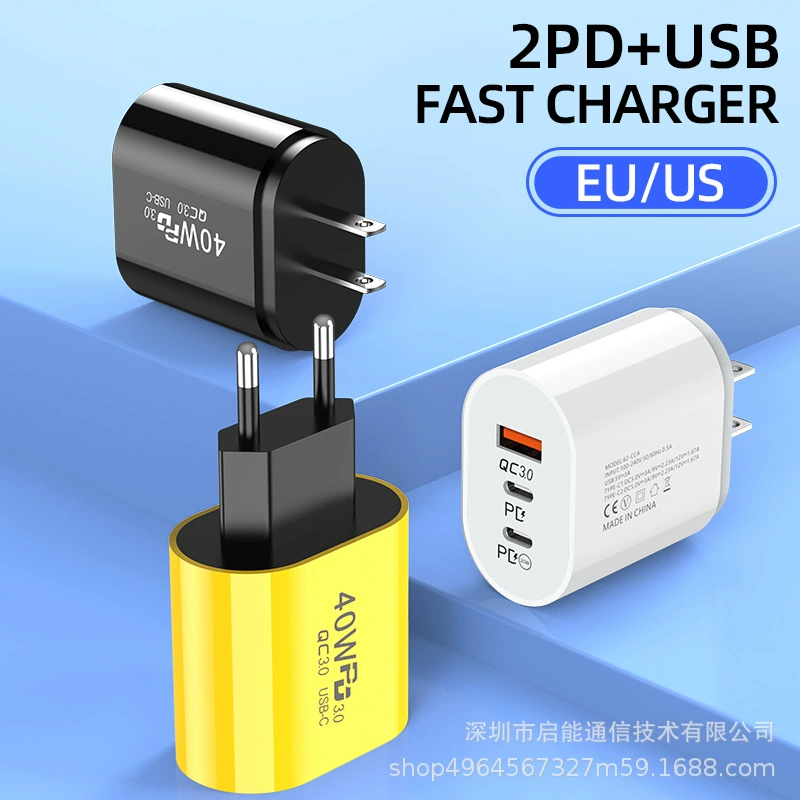 Европейская стандартная двойная головка для быстрой зарядки PD2A + 5V2A, трехпортовая головка американского стандарта A+C, подходит для зарядного устройства для мобильных телефонов Apple и Android.