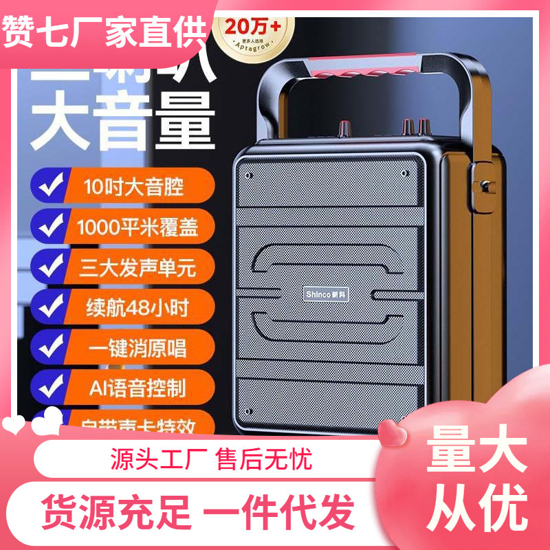 Xinke Bluetooth Speaker Outdoor High Volume Karaoke Portable Square Dance Small Speaker with Subwoofer and Wireless Microphone