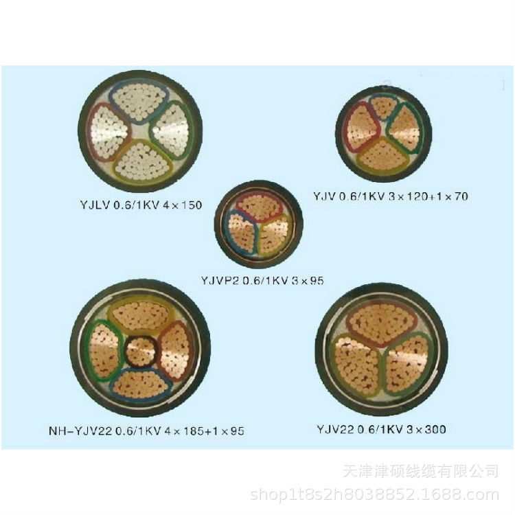 交联铜芯电缆YJV 3*4+2*2.5 低压电力电缆0.6/1KV