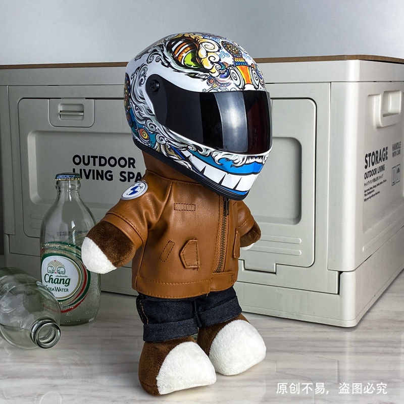 Coche eléctrico colgante oso muñeca casco cuero juguete coche tronco montar decoración 4S reparación tienda locomotora muñeca