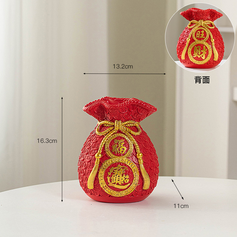 Chino suerte bolsa florero resina decoración casa fortuna significado bolsa de ahorro de la sala de TV decoración del gabinete