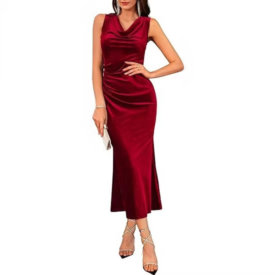 Velvet Women's Wedding Guest Dress Winter Formal Cocktail Party Long Dress Gooseneck Mermaid Evening Gown Velvet Women's Wedding Guest Dress Winter Formal Cocktail Party Long Dress Gooseneck Mermaid Evening Gown