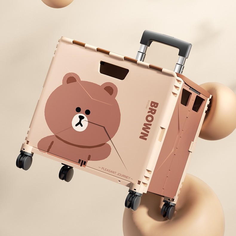 Foldable Storage Box Painted Supermarket Shopping Cart Promotional Gift Uv Printed Pattern Plastic Trolley for Home Use