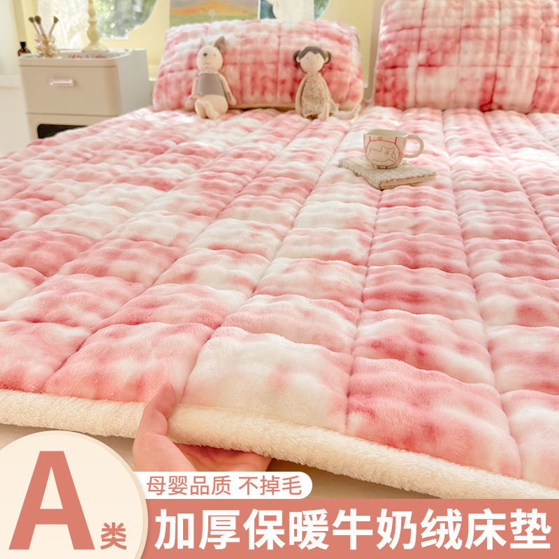 Colchón de invierno de lana de leche para dormitorios de estudiantes de cama individual estofado estofado de manta de lana de coral gruesa estofado