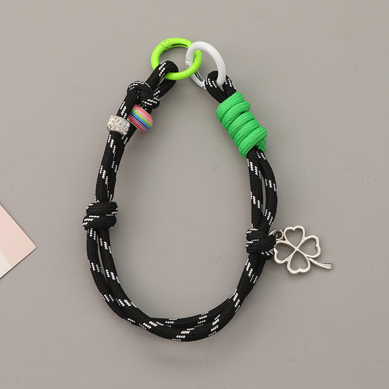 新しい四つ葉のクローバーペンダントフルダイヤモンドビーズ織り携帯電話ストラップバックパック人形装飾ペンダントキーホルダーチェーン|undefined