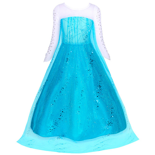2024 Christmas Children's Clothing Frozen Princess Elsa Dress for Girls Long-Sleeve Dress