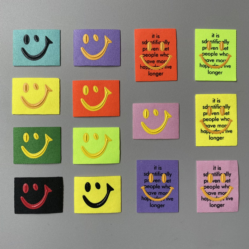 New 3D offset printing smile pattern printed cloth badge, patch sticker, clothing box socks DIY decorative cloth sticker