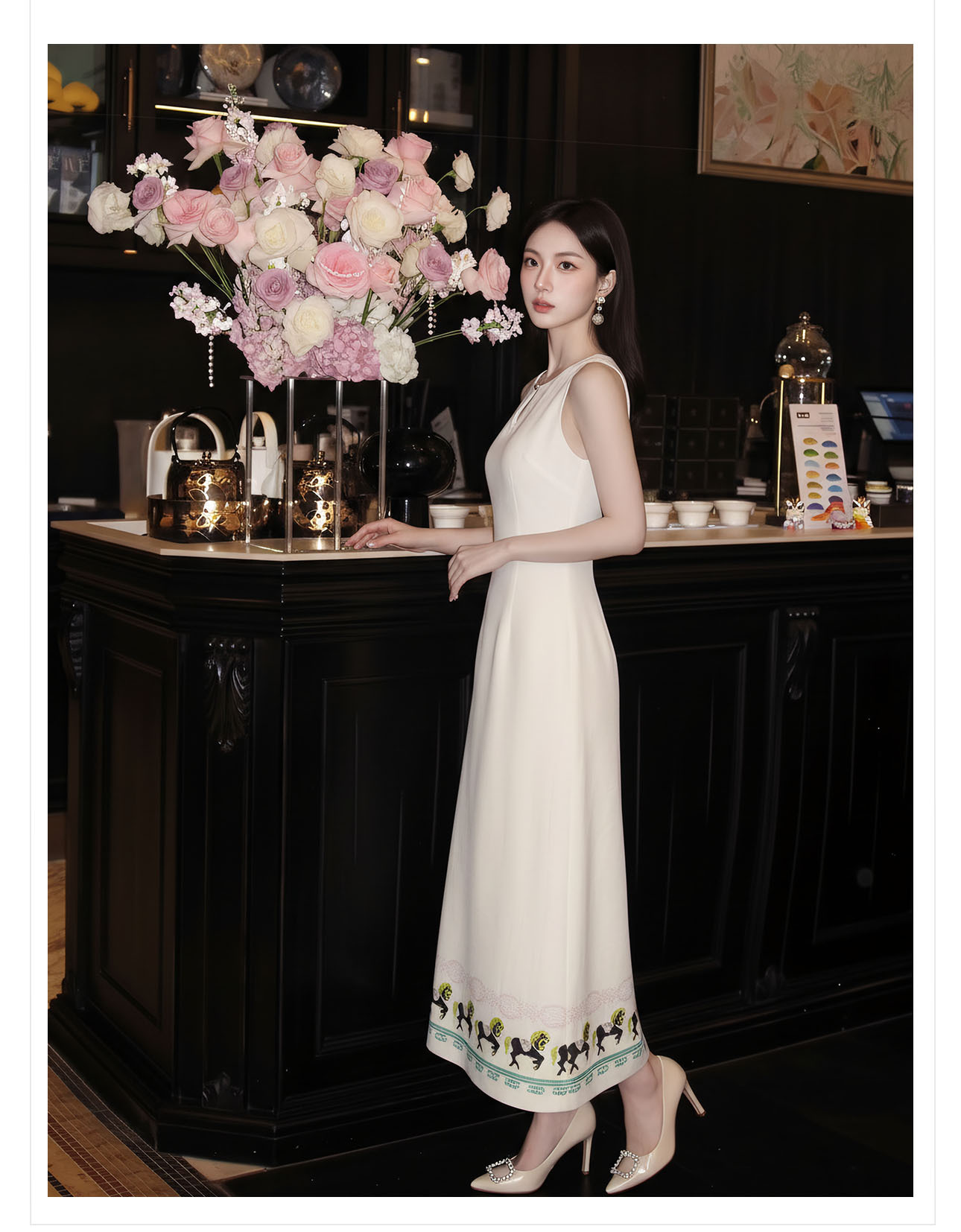 Đầm maxi nữ thêu tay cổ điển Trung Hoa không tay mùa hè — váy liền chi tiết 10