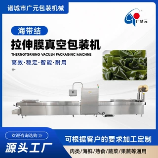 鲜肉压缩海带丝拉伸膜真空包装机 海带结热成型流水线真空封口机