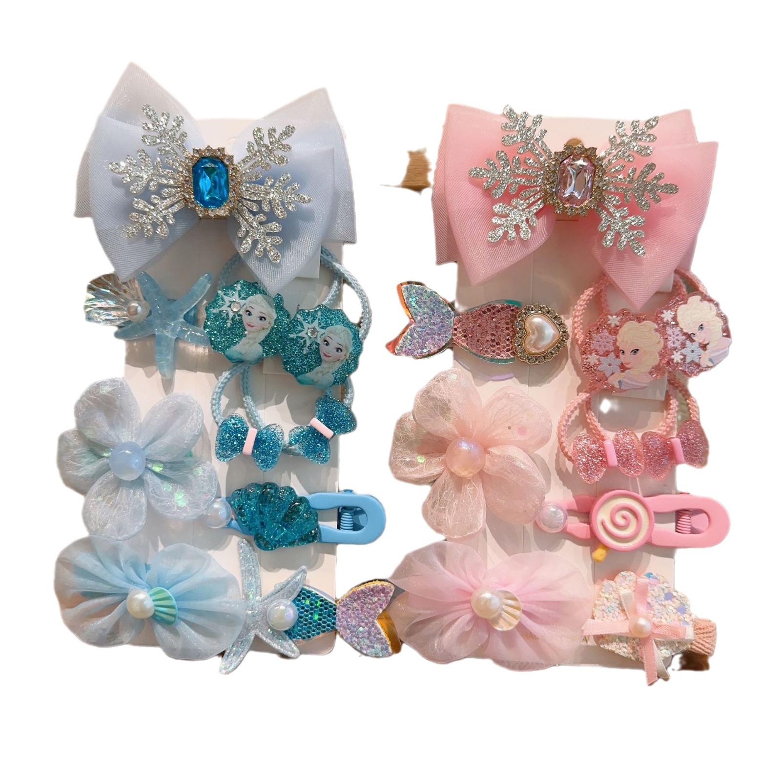 Niños Ice and Snow Strange clip de cabello conjunto de banda de goma de niña dibujos animados clip de cabello roto niñas clip de frangeo adornamiento para el cabello dulce