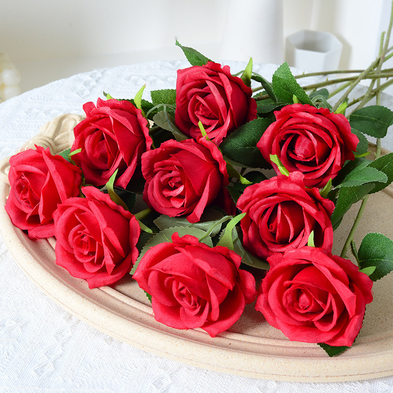 Simulated Rose Single Silk Fabric Artificial Flower Wedding Home Photography Prop Decor Bouquet Little Paris