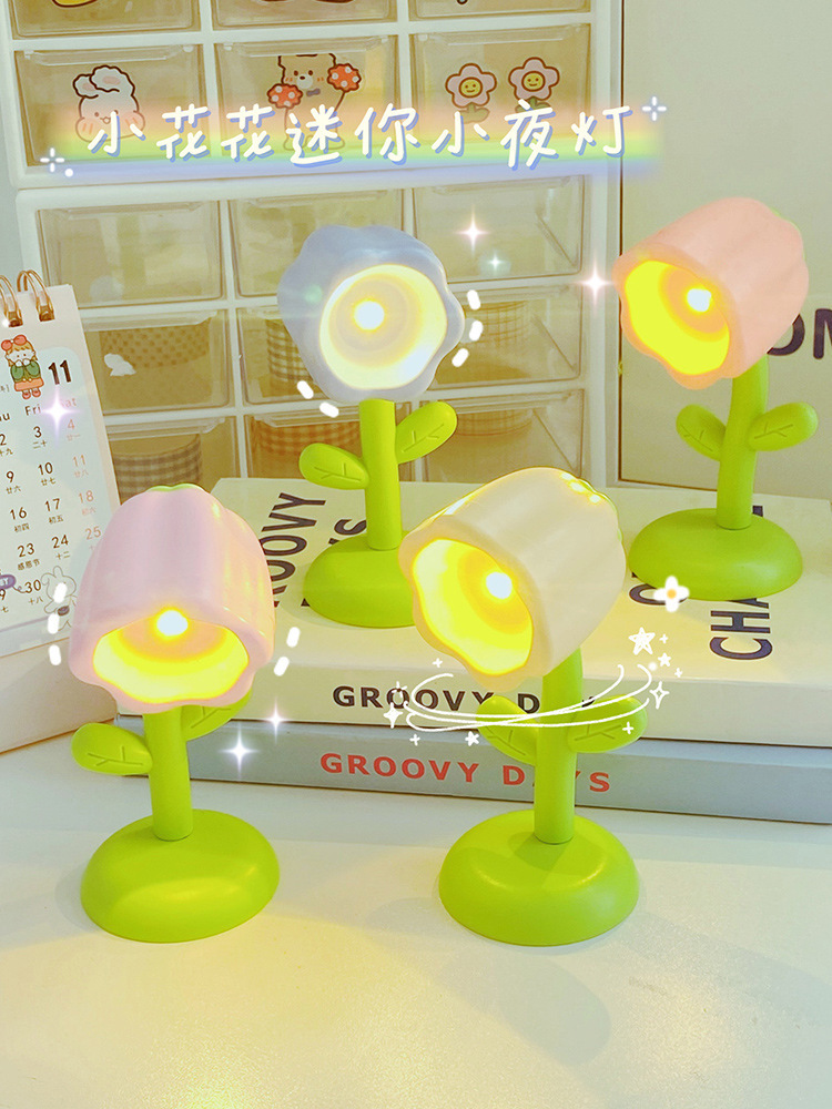 Batterie-Tischlampe Cartoon-Blumen DIY Creme-Gel Nachtlicht Mini-LED Stimmungslicht Kreatives Geschenk Dekofigur