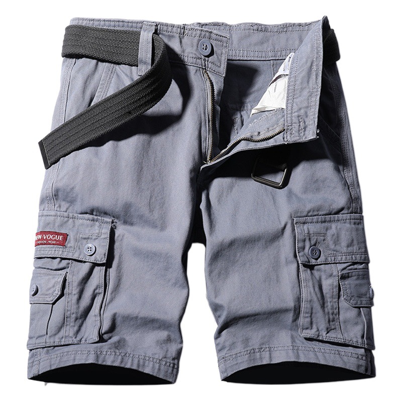 Ropa DE TRABAJO pantalones cortos para hombres 2021 verano nuevo color sólido lavado pantalones casuales multibolsillos algodón seis puntos Pantalones deportivos para hombres