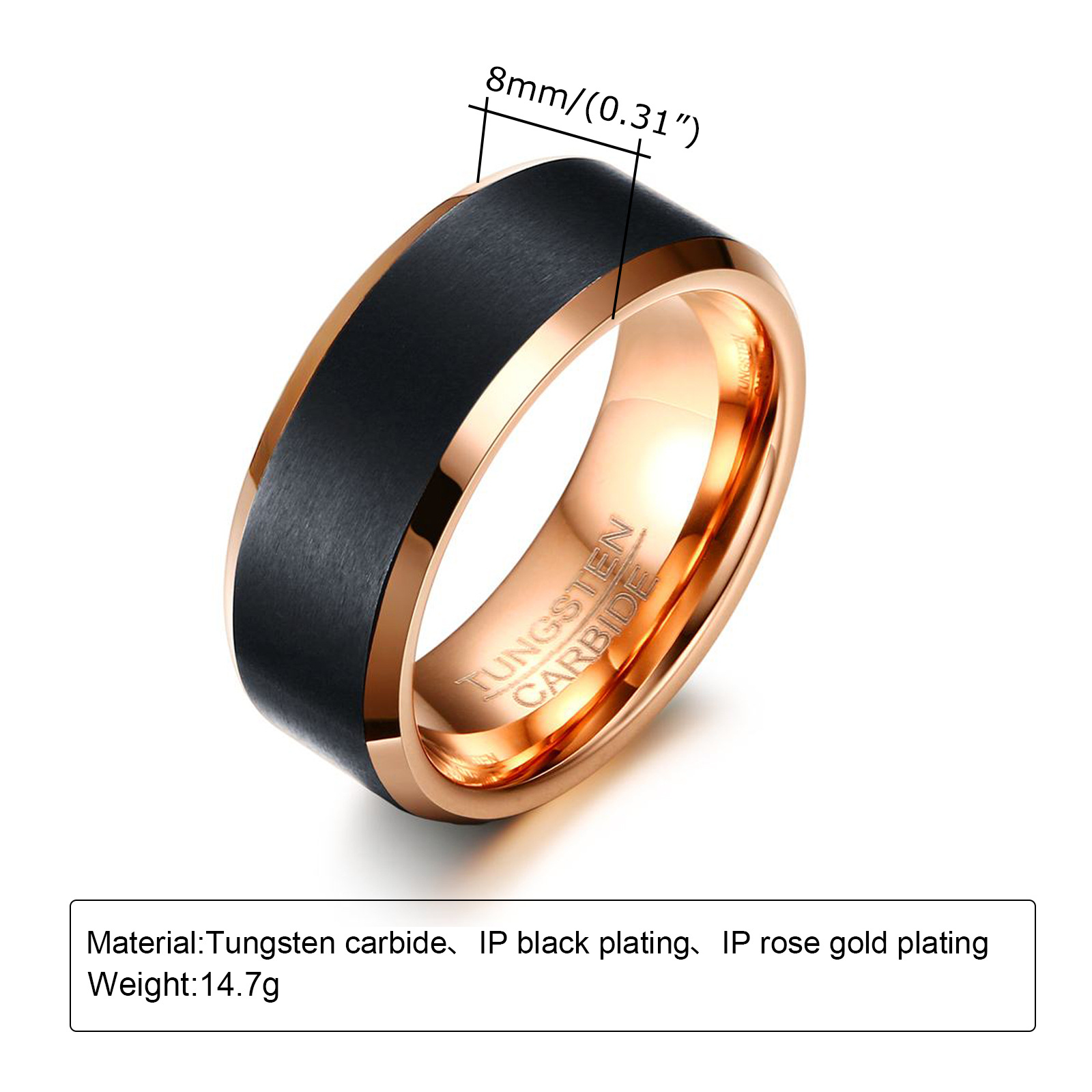 17g Weight Fashion Letter Tungsten Steel Rings Plating Stainless Steel Rings