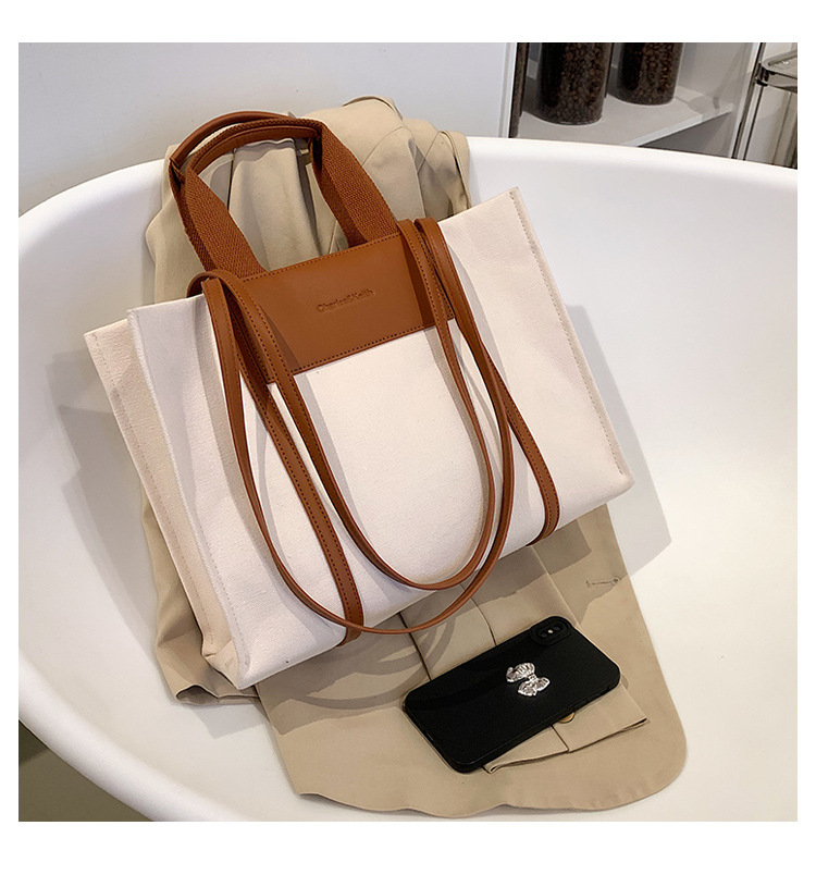 Borsa di tela borsa a tracolla a contrasto di grande capacità all'ingrosso 2023 nuova borsa tote bag alla moda transfrontaliera_voghion.com