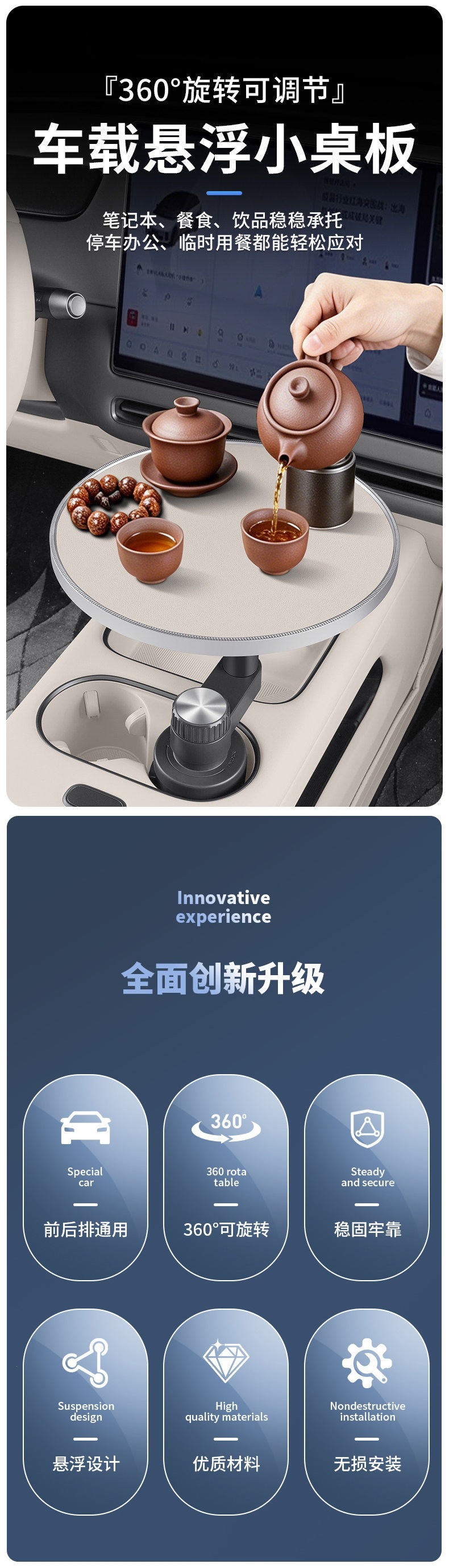 LeDao L90/L80/L60 Car-mounted Floating Table Multifunctional Front and Rear Row Office Dining Table Tea Brewing Board for Drinking Tea