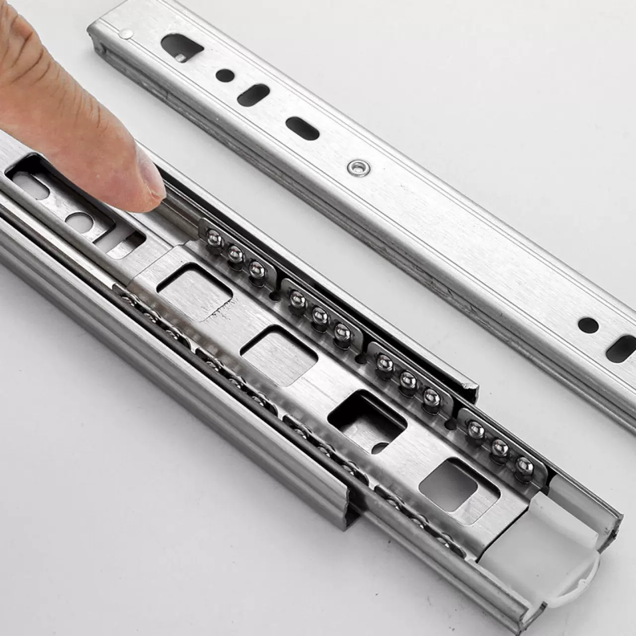 橱柜加厚304不锈钢三节抽屉滑轨 衣柜4510阻尼缓冲三折轨道导轨