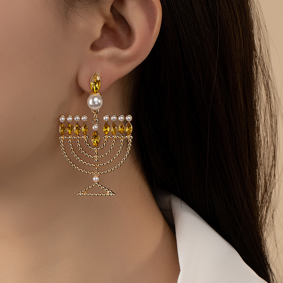 Quaste Retro Ohrringe Kerzenlicht Weinglas Diamant-besetzte Perlen Ohrringe Nische personalisierte Design Ohrringe_voghion.com