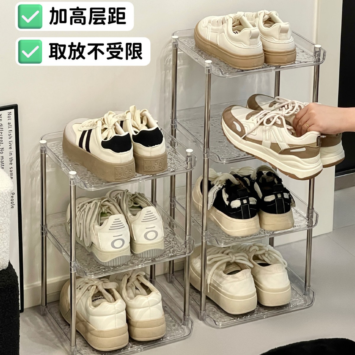 Estante de zapatos de patrón de glaciar multicapa simple puerta doméstica económica a prueba de polvo armario de zapatos transparente que ahorra espacio de almacenamiento estante de almacenamiento