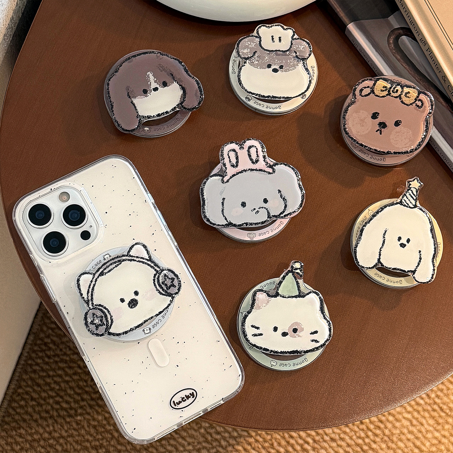 Adecuado para Magsafe soporte magnético lindo de dibujos animados pequeño animal soporte de airbag de teléfono móvil escritorio portátil retráctil