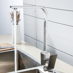 Wholesale kitchen faucet hot and cold splash-proof thickened 304 stainless steel pull-out household single hole 360° rotatable